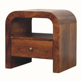 Eden Open Bedside Table with 1 Drawer, Medium - Chestnut Bedside Tables - Bokel Home