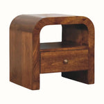 Eden Open Bedside Table with 1 Drawer, Medium - Chestnut Bedside Tables - Bokel Home