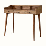 Ellis 3 Drawer Writing Desk with Cable Access - Natural Desks - Bokel Home