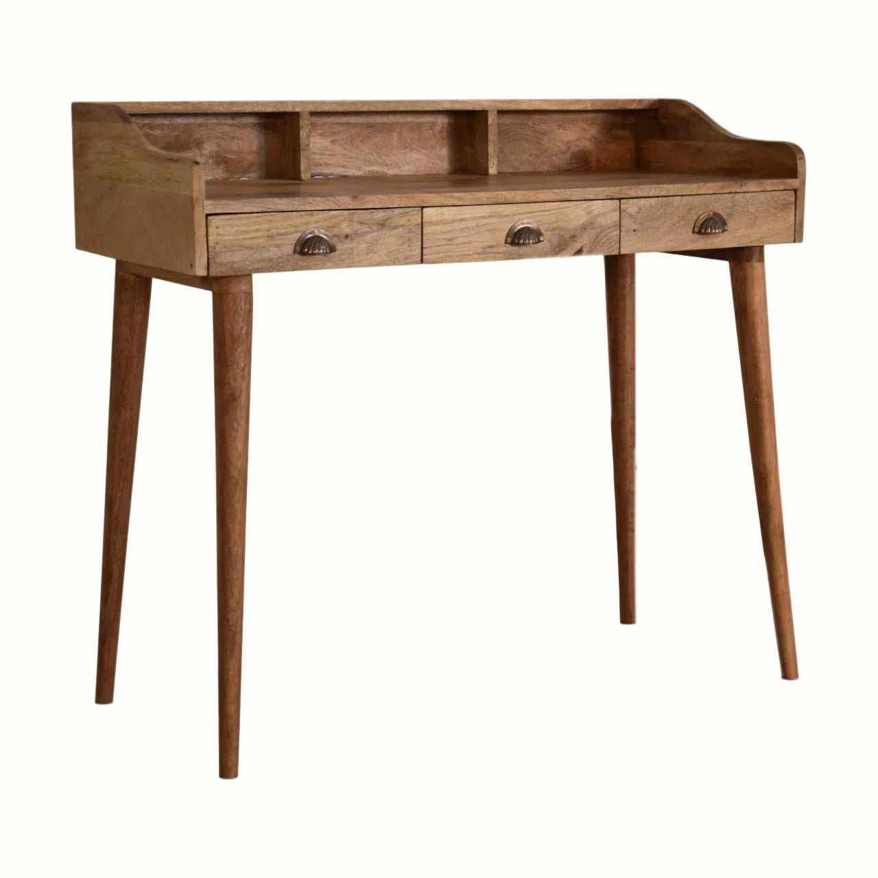 Ellis 3 Drawer Writing Desk with Cable Access - Natural Desks - Bokel Home