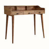 Ellis 3 Drawer Writing Desk with Cable Access - Natural Desks - Bokel Home