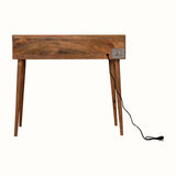 Ellis 3 Drawer Writing Desk with Cable Access - Natural Desks - Bokel Home