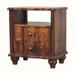 Emile 2 Drawer Bedside Table with Open Shelf, Medium - Roasted Almond Bedside Tables - Bokel Home