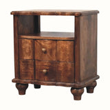 Emile 2 Drawer Bedside Table with Open Shelf, Medium - Roasted Almond Bedside Tables - Bokel Home
