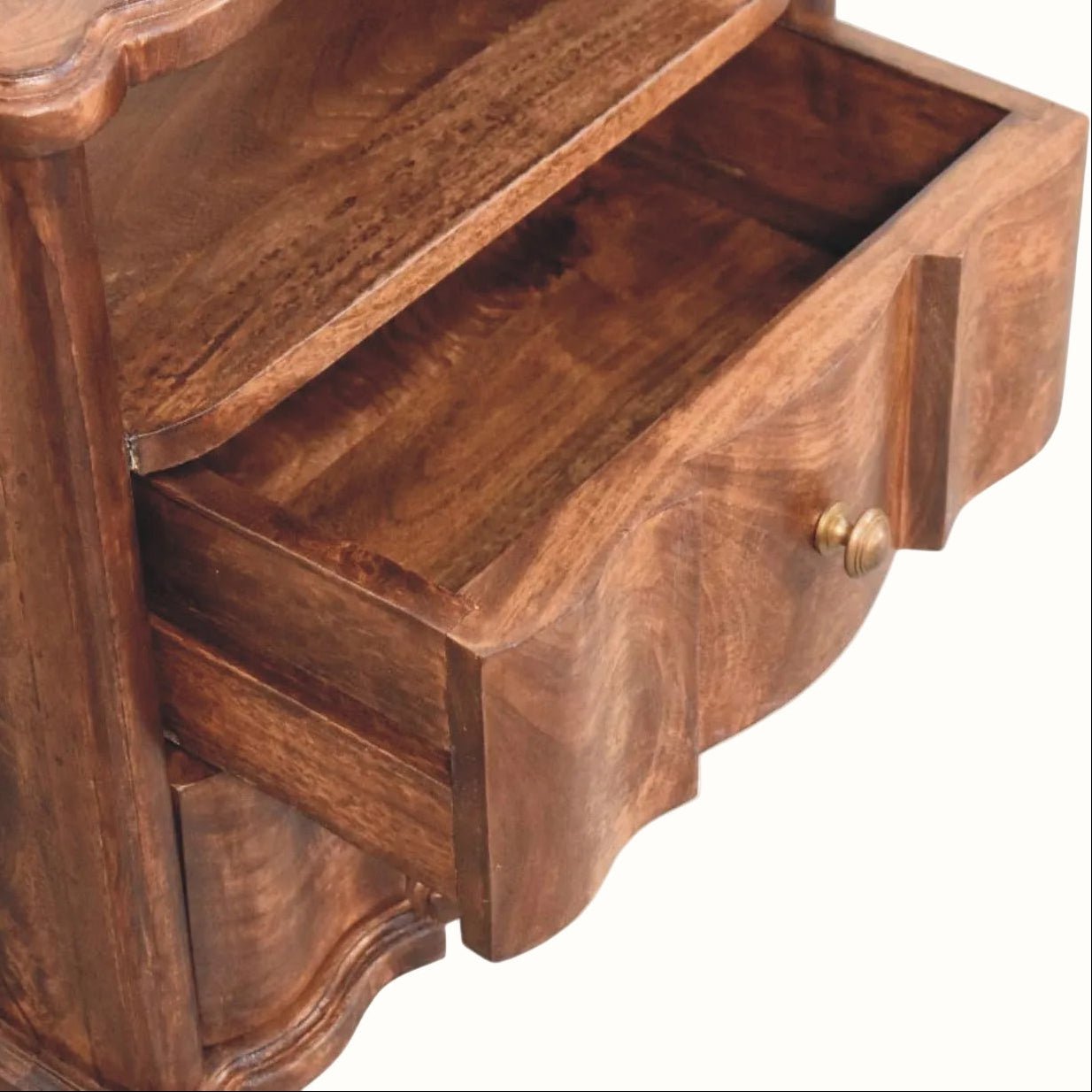 Emile 2 Drawer Bedside Table with Open Shelf, Medium - Roasted Almond Bedside Tables - Bokel Home