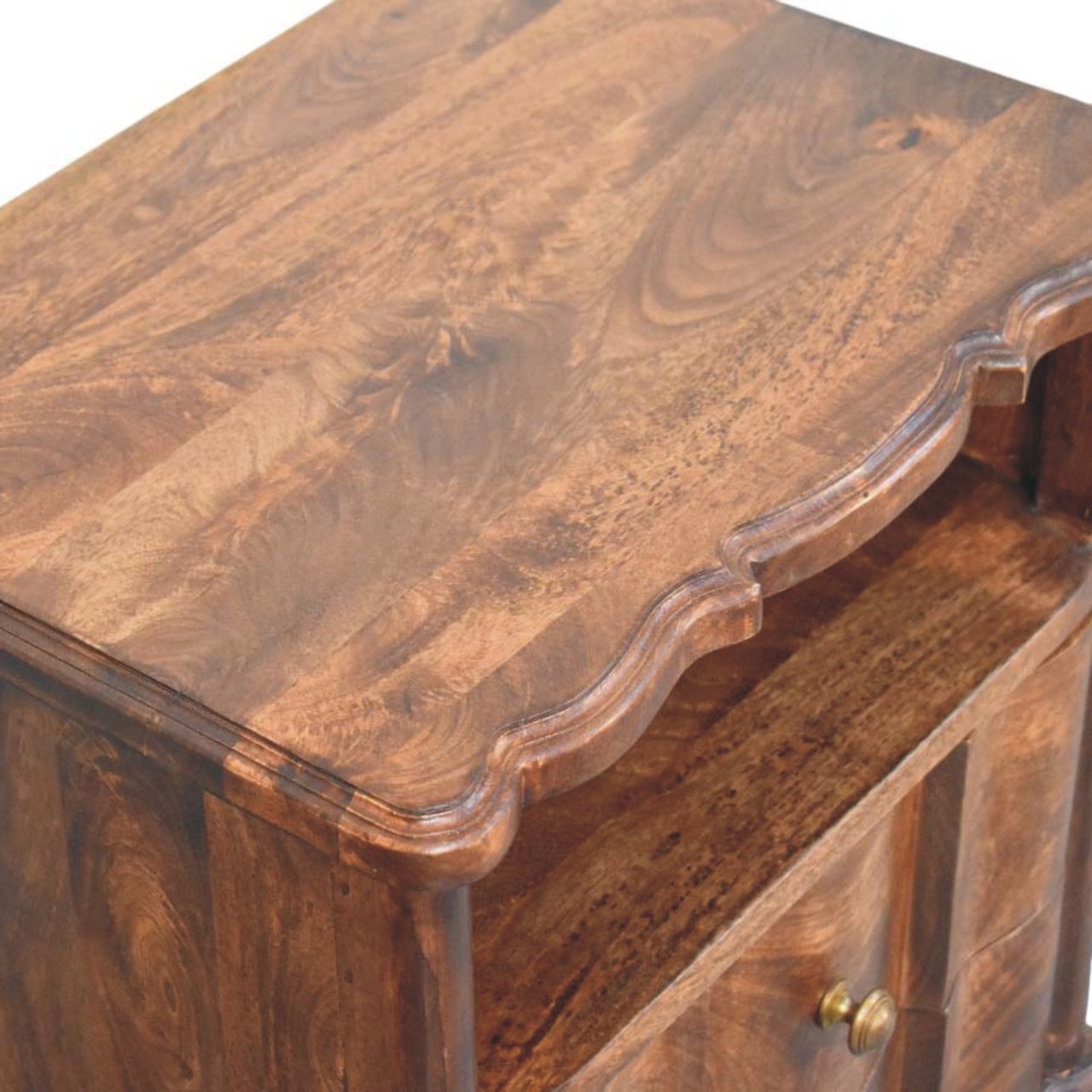 Emile 2 Drawer Bedside Table with Open Shelf, Medium - Roasted Almond Bedside Tables - Bokel Home