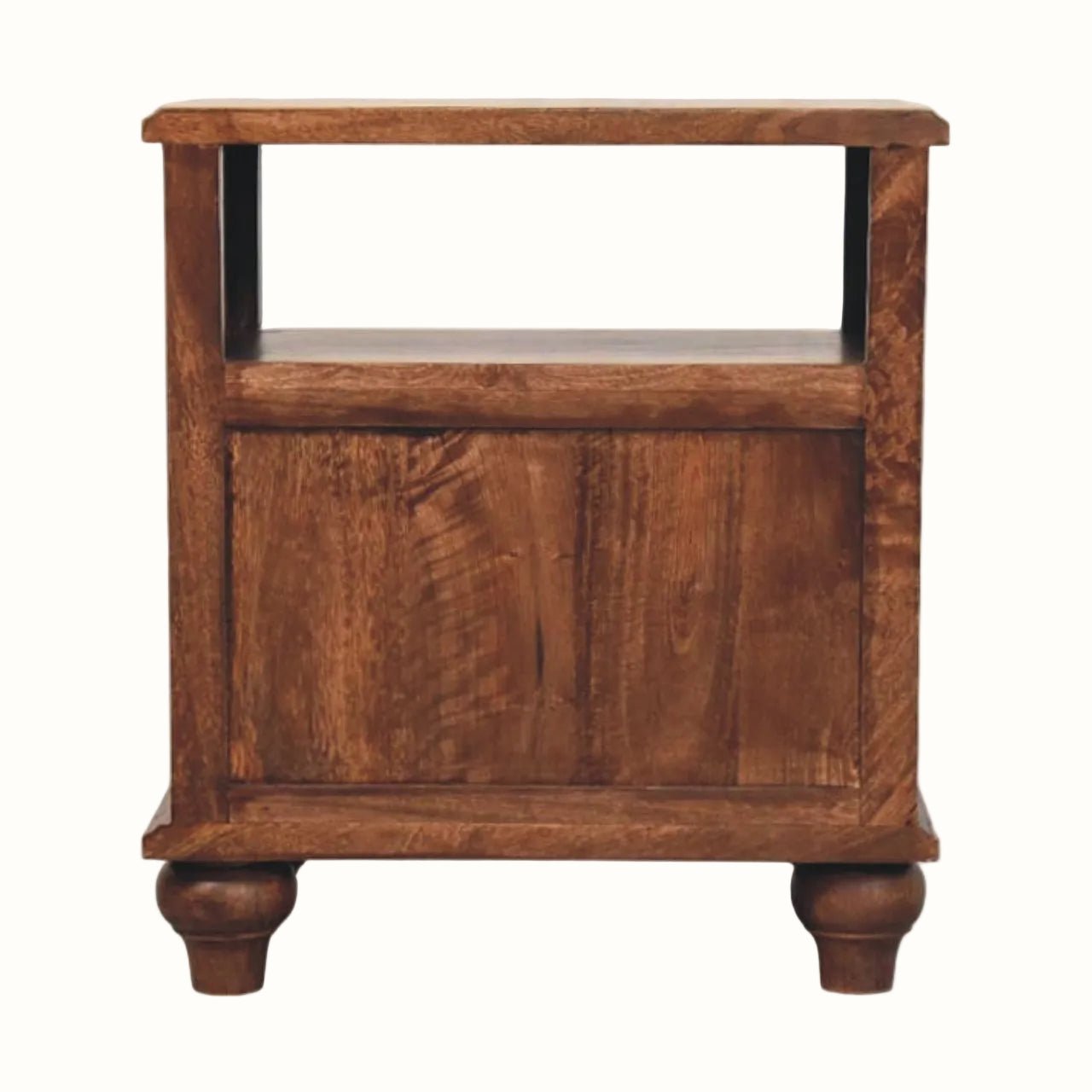 Emile 2 Drawer Bedside Table with Open Shelf, Medium - Roasted Almond Bedside Tables - Bokel Home