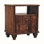 Emile 2 Drawer Bedside Table with Open Shelf, Medium - Roasted Almond Bedside Tables - Bokel Home