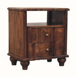 Emile 2 Drawer Bedside Table with Open Shelf, Medium - Roasted Almond Bedside Tables - Bokel Home