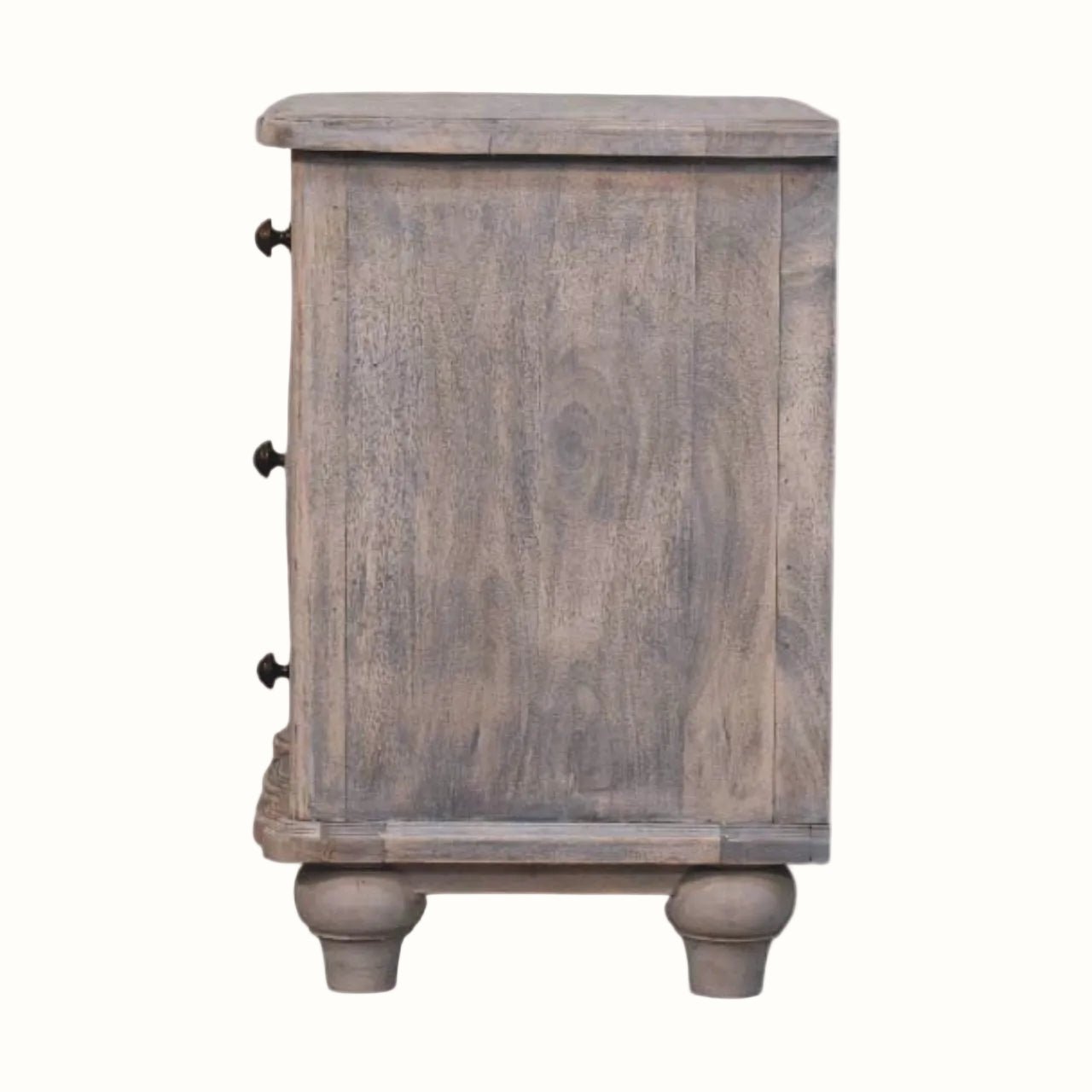 Emile 3 Drawer Bedside Table, Medium - Acid Wash Bedside Tables - Bokel Home