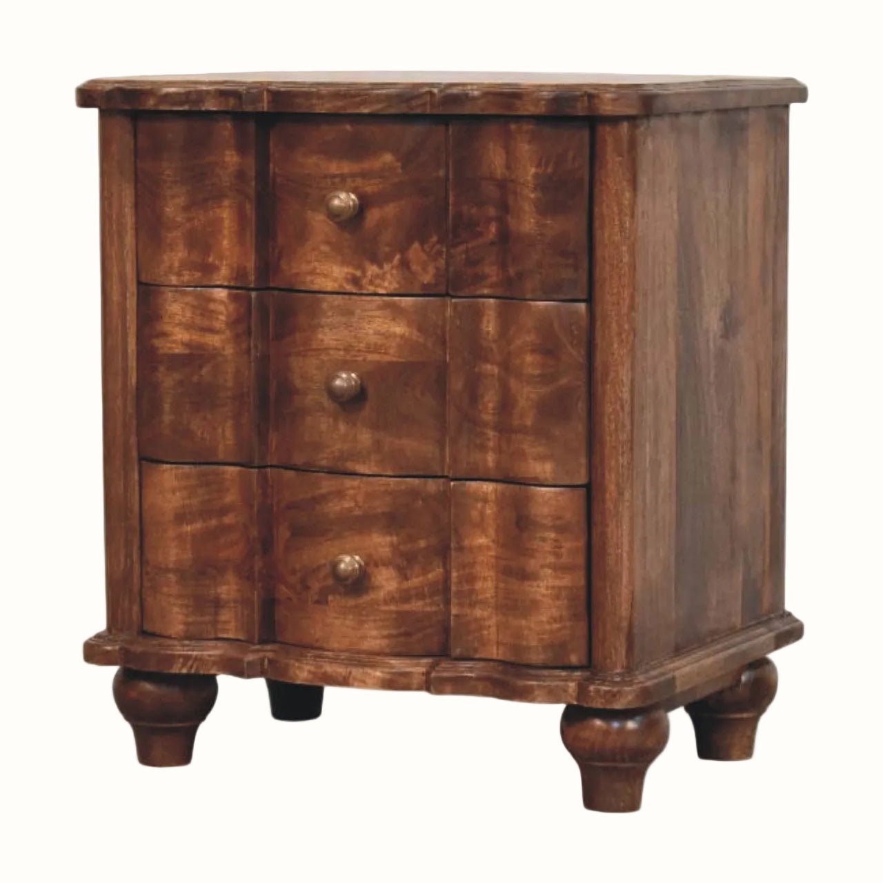 Emile 3 Drawer Bedside Table, Medium - Roasted Almond Bedside Tables - Bokel Home