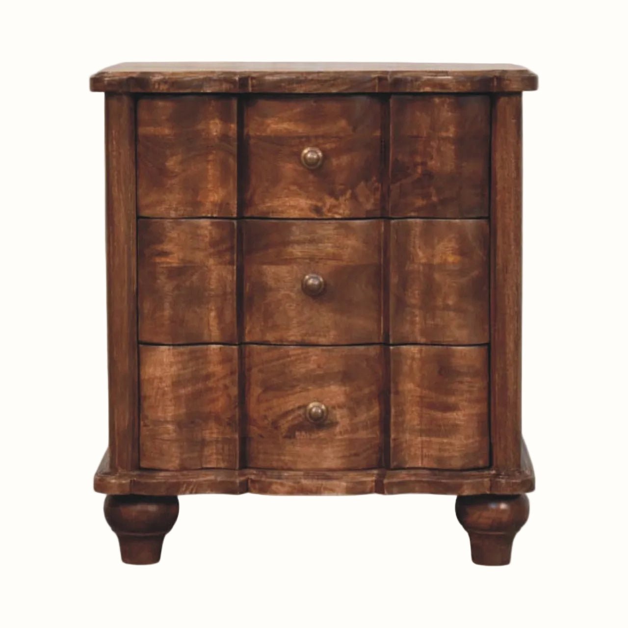 Emile 3 Drawer Bedside Table, Medium - Roasted Almond Bedside Tables - Bokel Home