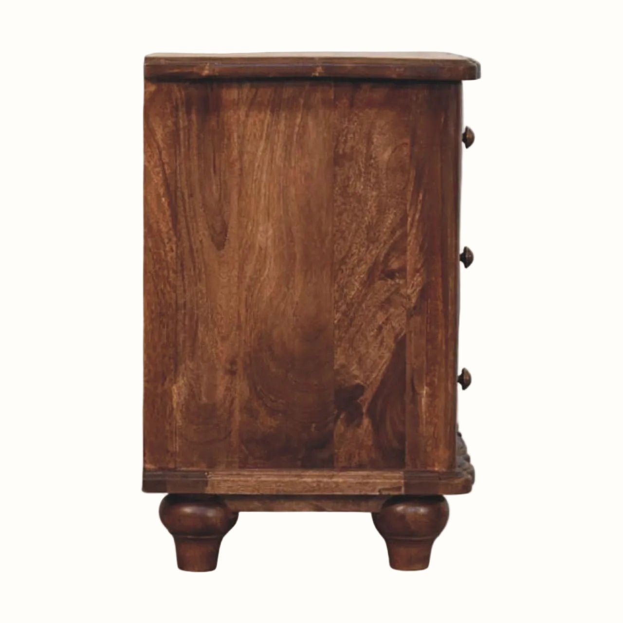 Emile 3 Drawer Bedside Table, Medium - Roasted Almond Bedside Tables - Bokel Home
