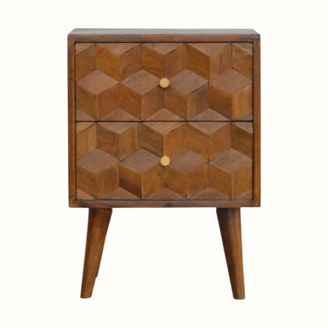 Felix 2 Drawer Bedside Table, Medium - Chestnut Bedside Tables - Bokel Home