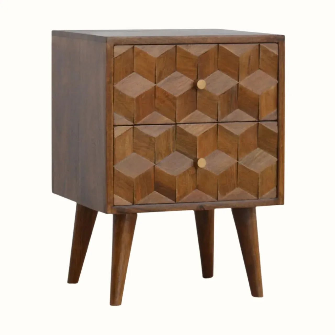 Felix 2 Drawer Bedside Table, Medium - Chestnut Bedside Tables - Bokel Home