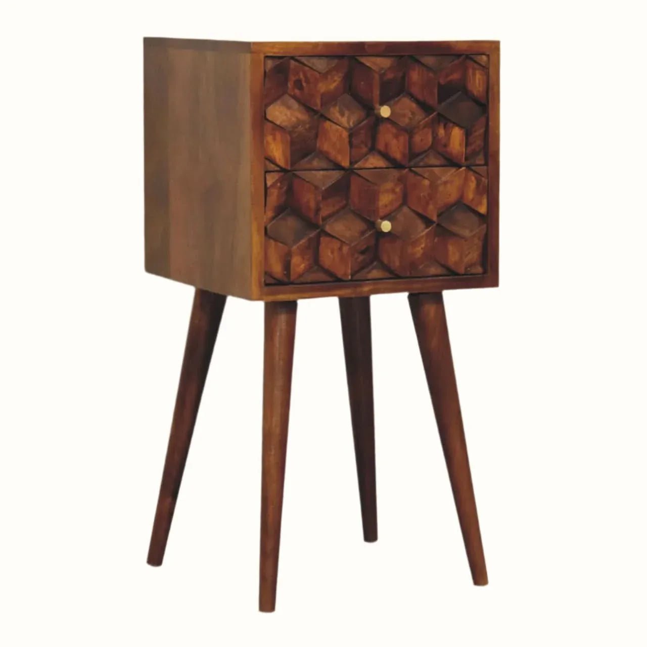 Felix 2 Drawer Bedside Table, Small - Chestnut Bedside Tables - Bokel Home