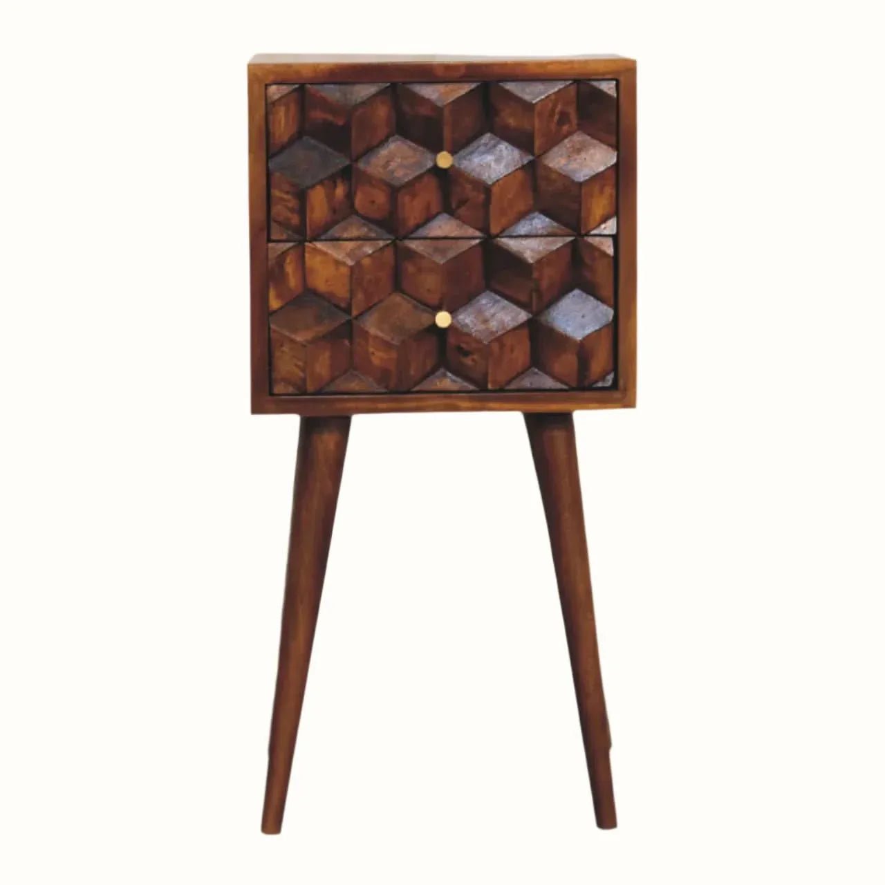 Felix 2 Drawer Bedside Table, Small - Chestnut Bedside Tables - Bokel Home