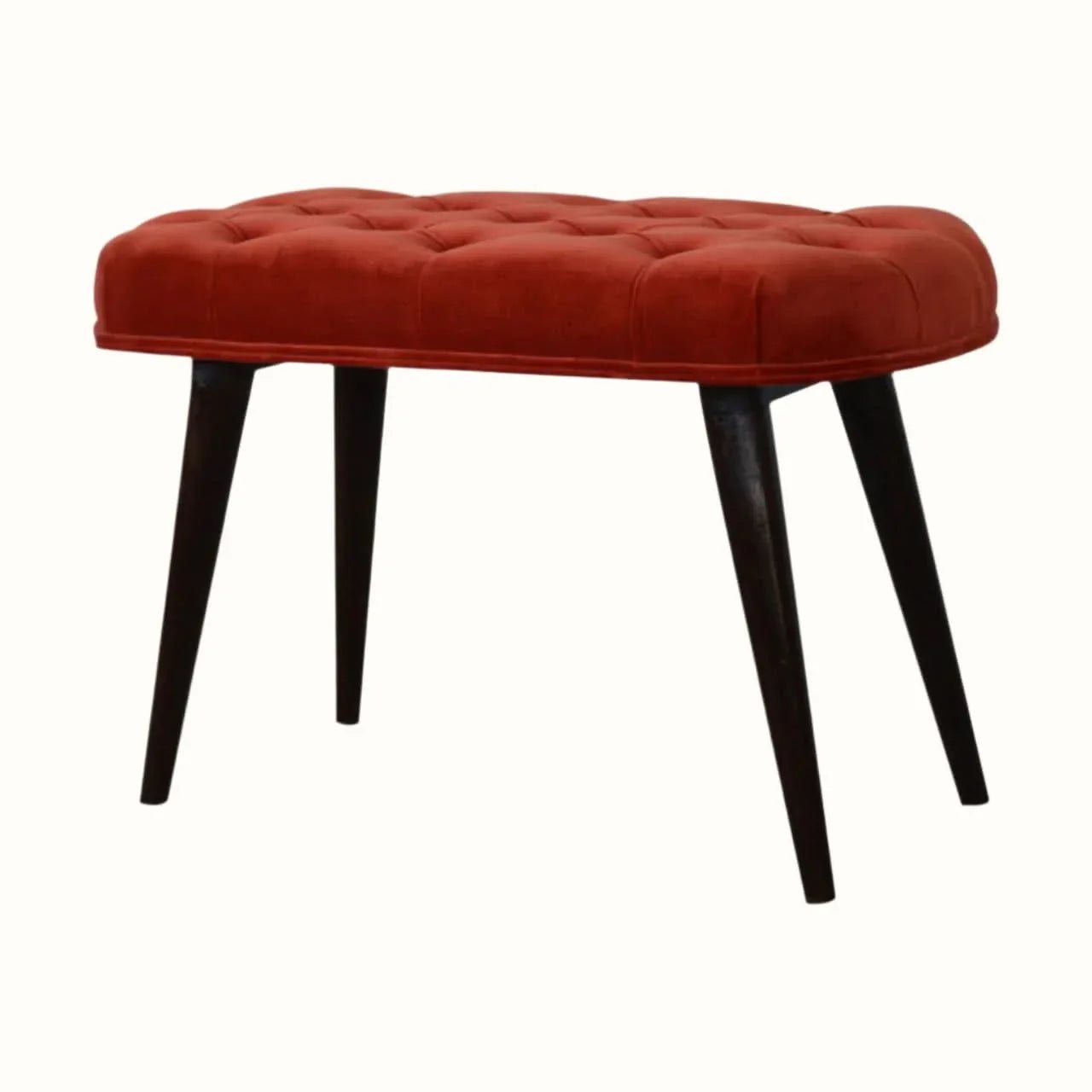 Femia Velvet Bench - Brick Red/Walnut Bench - Bokel Home