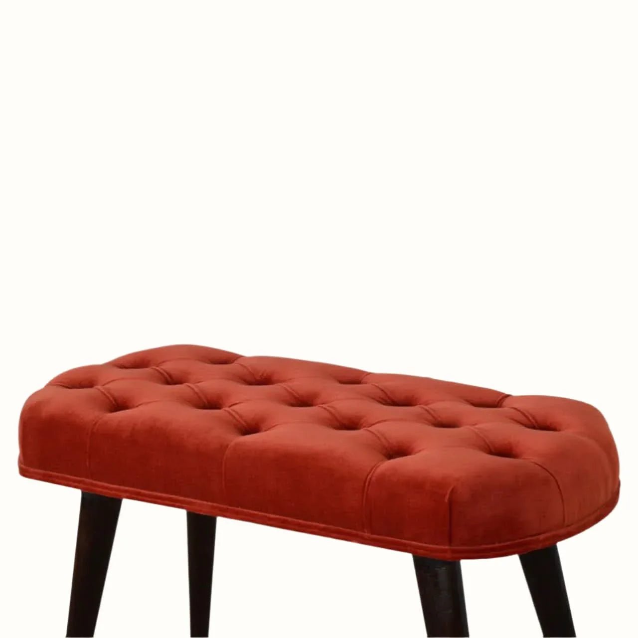 Femia Velvet Bench - Brick Red/Walnut Bench - Bokel Home