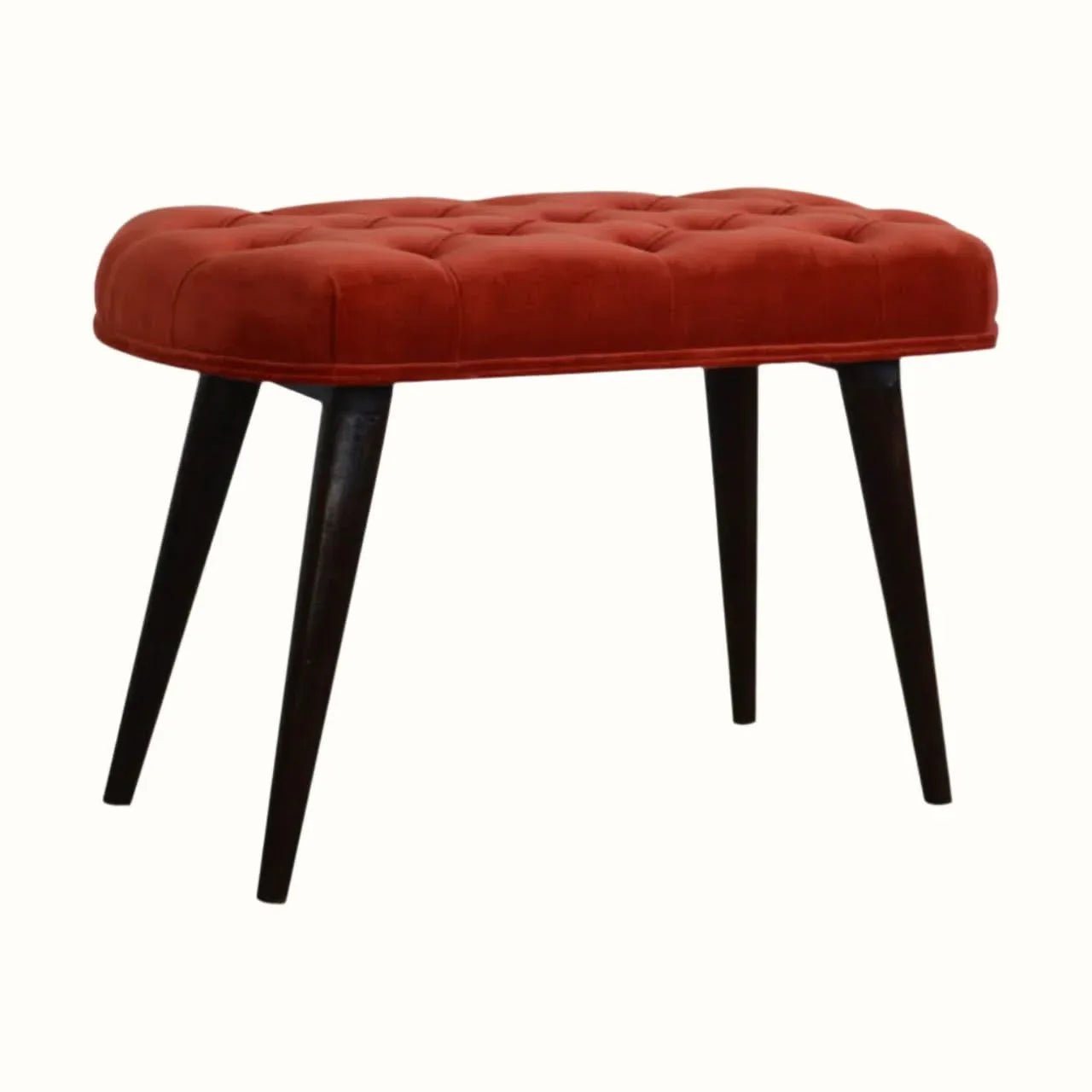 Femia Velvet Bench - Brick Red/Walnut Bench - Bokel Home