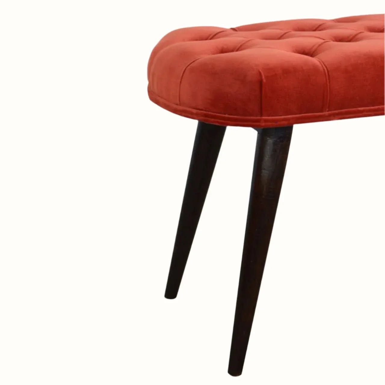 Femia Velvet Bench - Brick Red/Walnut Bench - Bokel Home