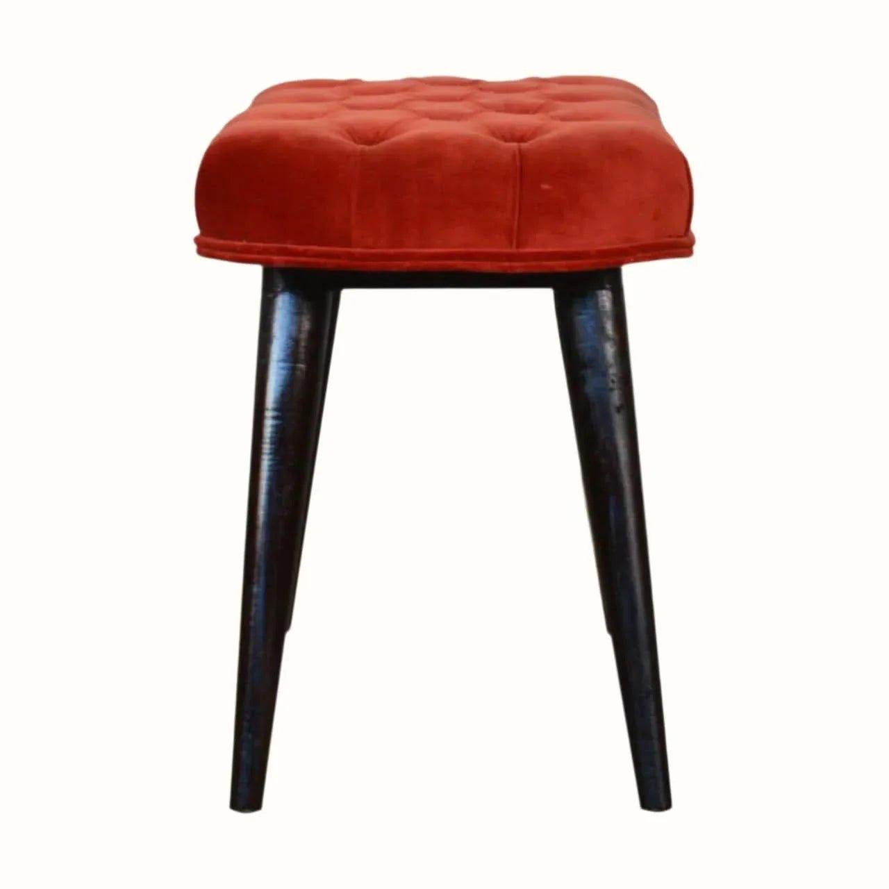 Femia Velvet Bench - Brick Red/Walnut Bench - Bokel Home