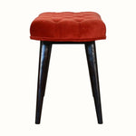 Femia Velvet Bench - Brick Red/Walnut Bench - Bokel Home