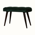 Femia Velvet Bench - Emerald Green/Walnut Bench - Bokel Home