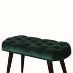 Femia Velvet Bench - Emerald Green/Walnut Bench - Bokel Home
