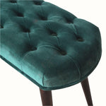 Femia Velvet Bench - Emerald Green/Walnut Bench - Bokel Home
