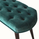Femia Velvet Bench - Emerald Green/Walnut Bench - Bokel Home