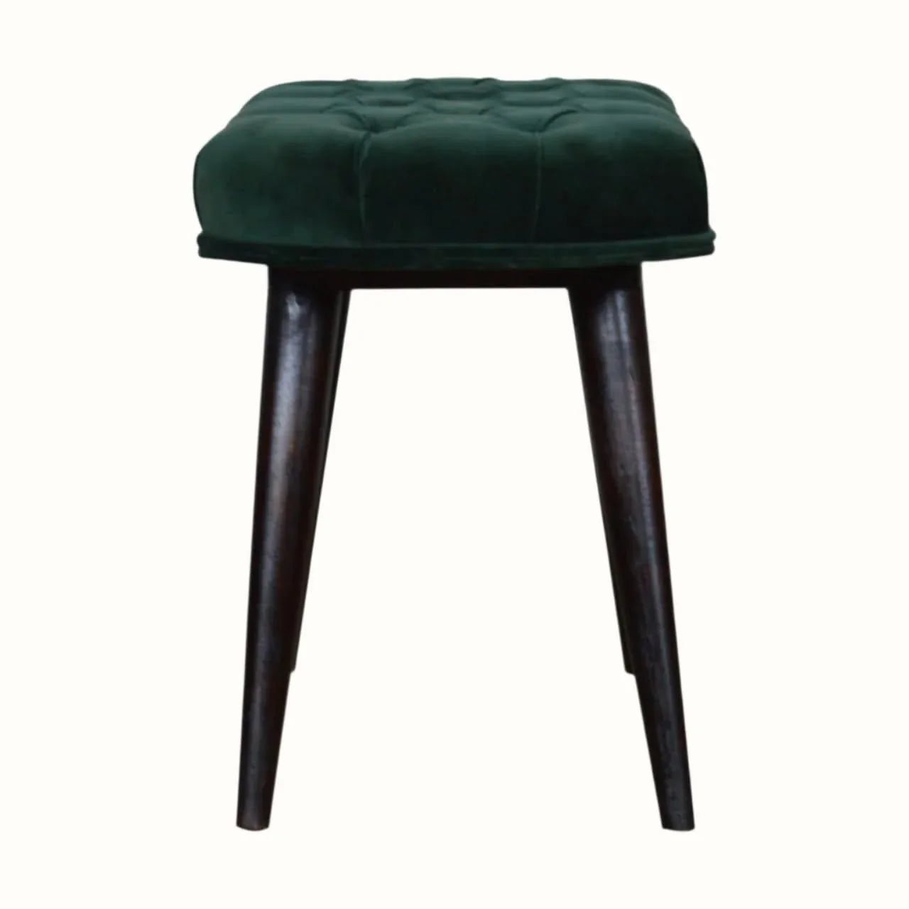Femia Velvet Bench - Emerald Green/Walnut Bench - Bokel Home