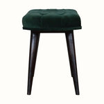 Femia Velvet Bench - Emerald Green/Walnut Bench - Bokel Home