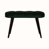 Femia Velvet Bench - Emerald Green/Walnut Bench - Bokel Home