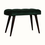 Femia Velvet Bench - Emerald Green/Walnut Bench - Bokel Home