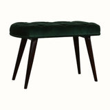 Femia Velvet Bench - Emerald Green/Walnut Bench - Bokel Home