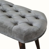 Femia Velvet Bench - Grey/Walnut Bench - Bokel Home