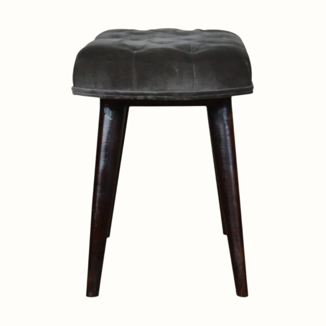 Femia Velvet Bench - Grey/Walnut Bench - Bokel Home