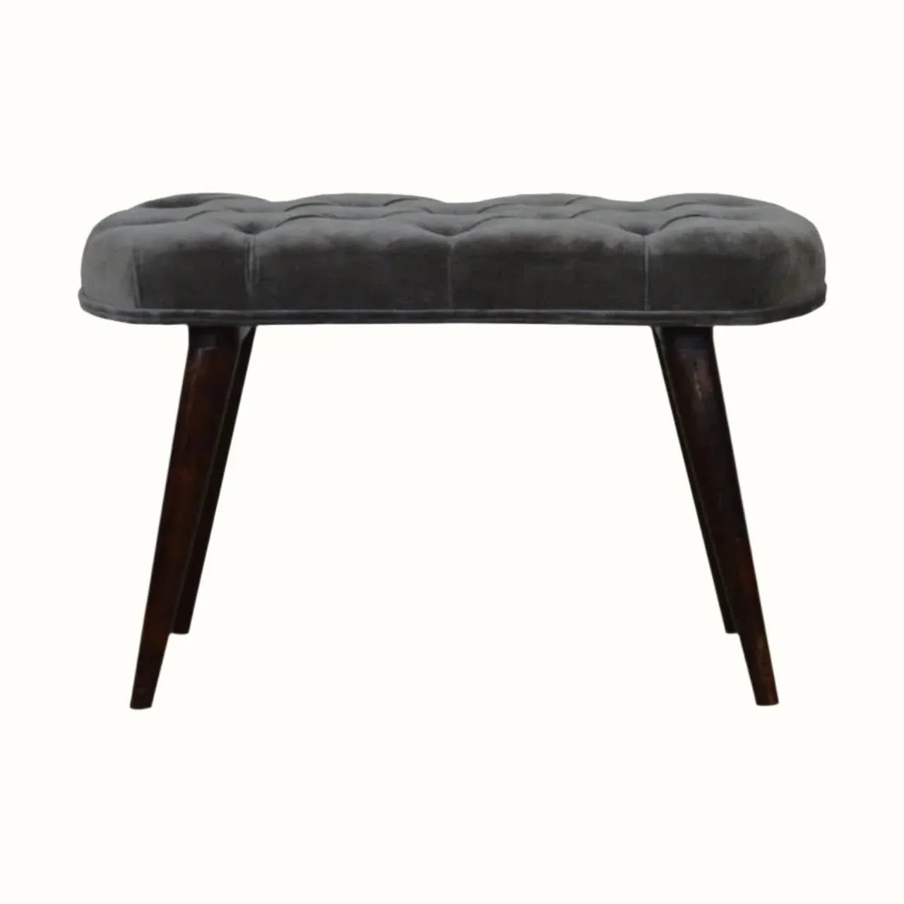 Femia Velvet Bench - Grey/Walnut Bench - Bokel Home