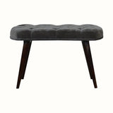 Femia Velvet Bench - Grey/Walnut Bench - Bokel Home