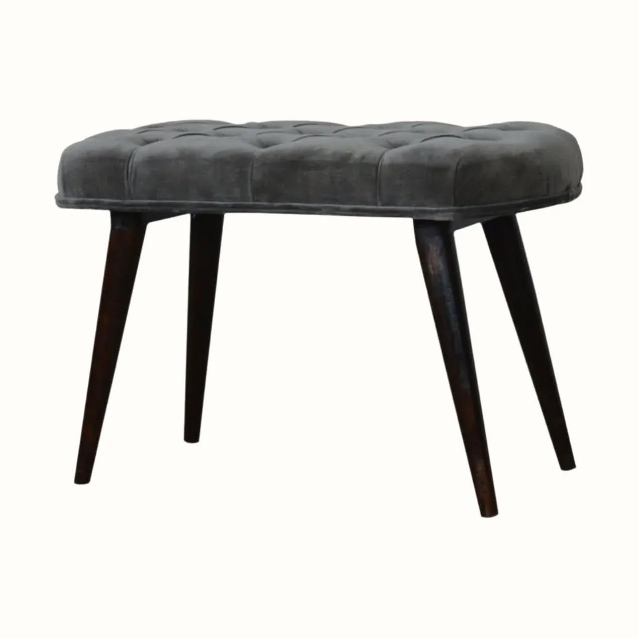 Femia Velvet Bench - Grey/Walnut Bench - Bokel Home