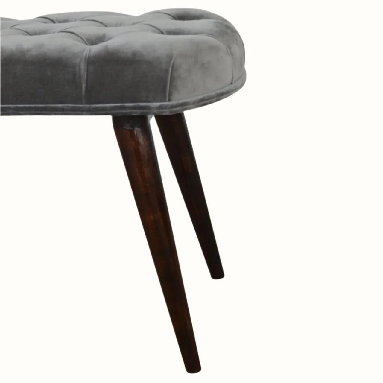 Femia Velvet Bench - Grey/Walnut Bench - Bokel Home