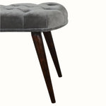 Femia Velvet Bench - Grey/Walnut Bench - Bokel Home