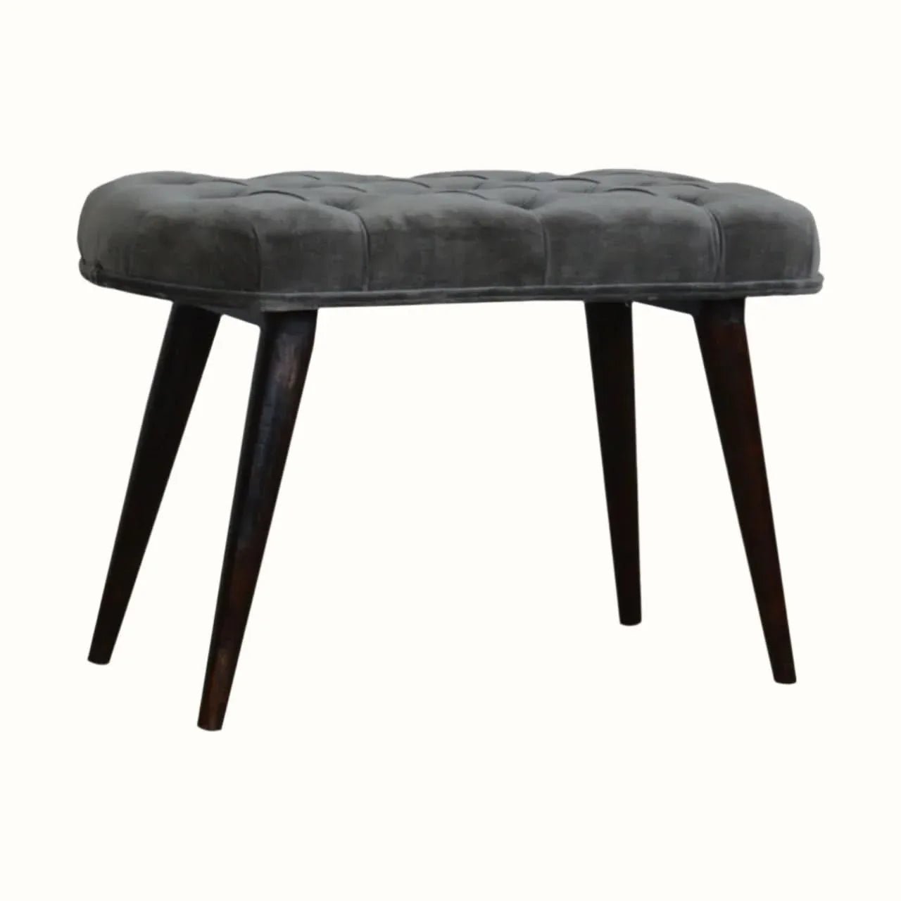 Femia Velvet Bench - Grey/Walnut Bench - Bokel Home