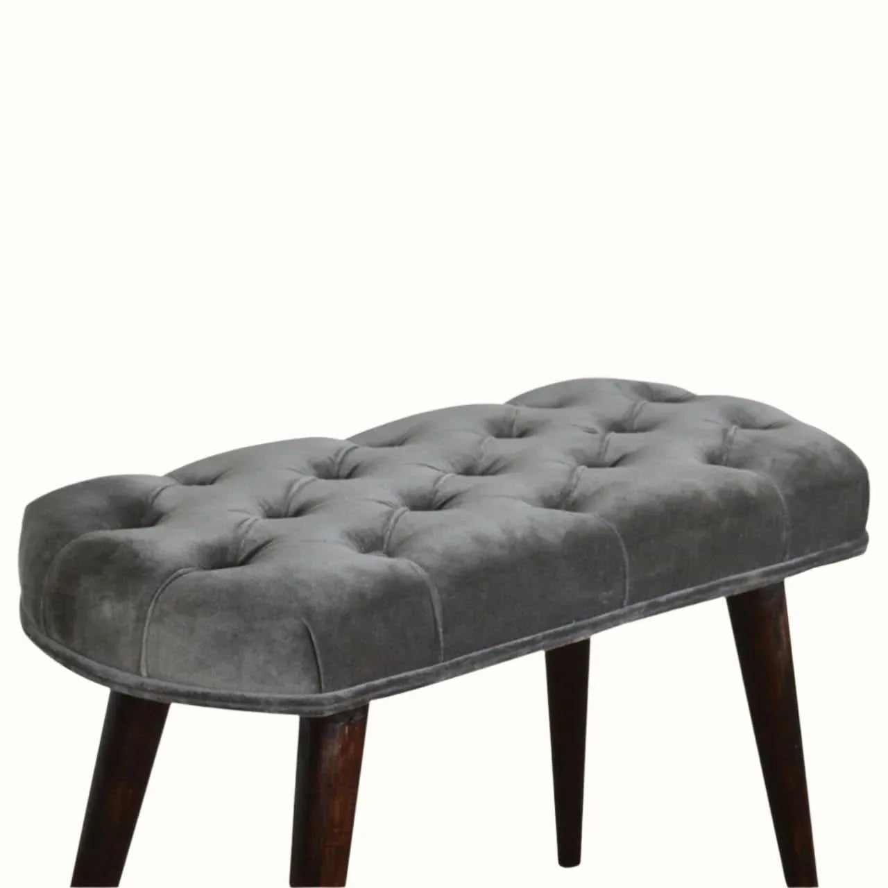 Femia Velvet Bench - Grey/Walnut Bench - Bokel Home