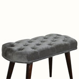 Femia Velvet Bench - Grey/Walnut Bench - Bokel Home