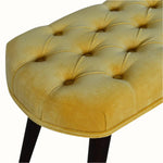 Femia Velvet Bench - Mustard Yellow/Walnut Bench - Bokel Home