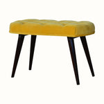 Femia Velvet Bench - Mustard Yellow/Walnut Bench - Bokel Home