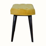 Femia Velvet Bench - Mustard Yellow/Walnut Bench - Bokel Home