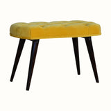 Femia Velvet Bench - Mustard Yellow/Walnut Bench - Bokel Home